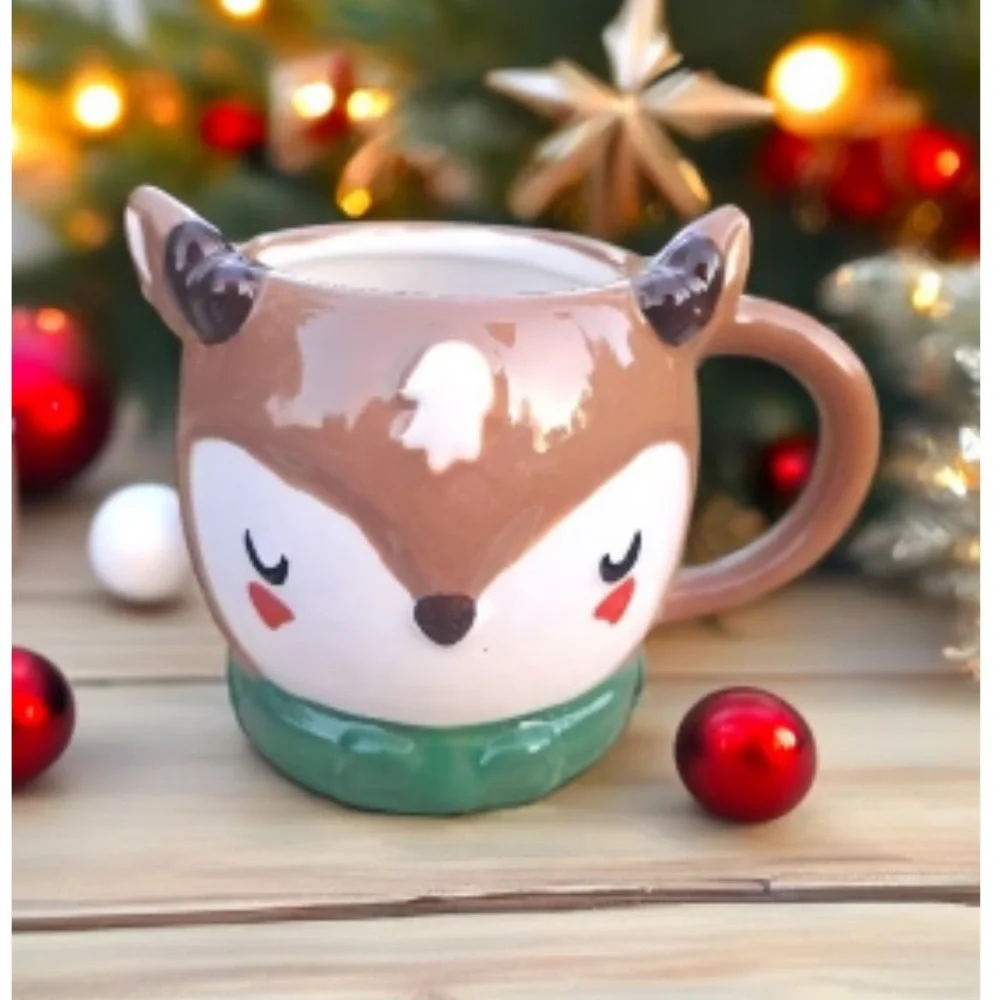 🆕 Target Cozy Reindeer Mug Coffee Cup, Ceramic Mug Christmas Holiday Decor